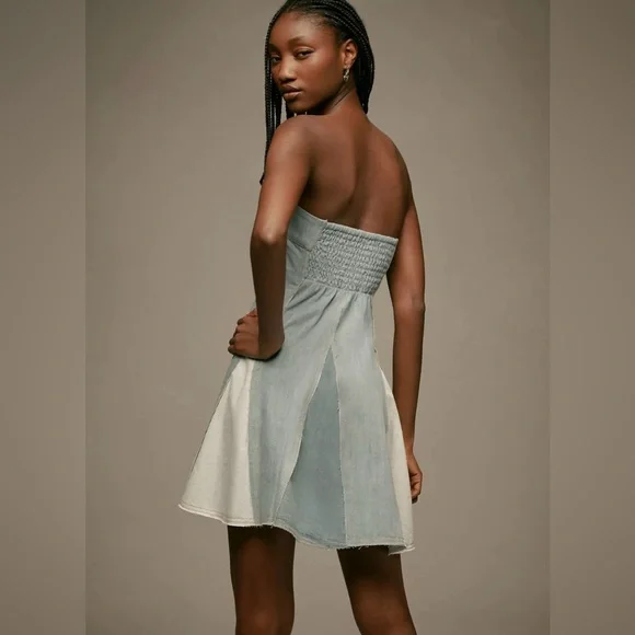 Pilcro Strapless Seamed Denim Mini Dress - Picture 5 of 7